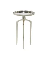 Contemporary Round Raised Edge Accent Table - Silver