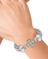 Effy Diamond Cross Woven Bracelet (1/3 ct. t.w.) in Sterling Silver & 18k Gold