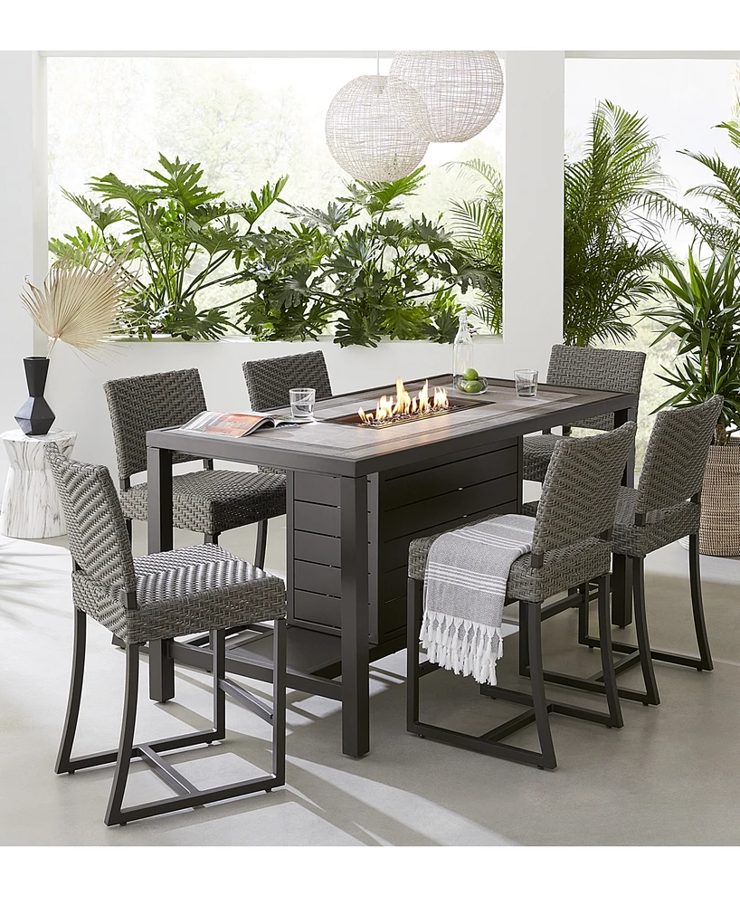 Closeout! Montreal Outdoor 7-Pc. Chat Set (1 Fire Pit & 6 Counter Stools), Created for Macy's