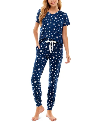 Roudelain V-Neck T-Shirt & Jogger Pants Pajama Set