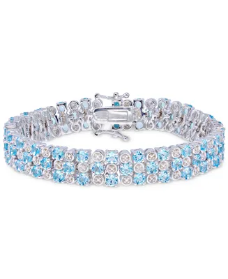 Swiss Blue Topaz Multi-Row Cluster Statement Bracelet (15 ct. t.w.) in Sterling Silver