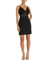 Morgan & Company Juniors' Glitter Lace Bustier Dress