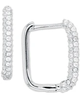 Cubic Zirconia Pave Square Hoop Earrings