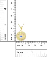 Cubic Zirconia & Lab-Grown Blue Spinel (1/20 ct. t.w.) Evil Eye Disc 18" Pendant Necklace in 14k Gold-Plated Sterling Silver