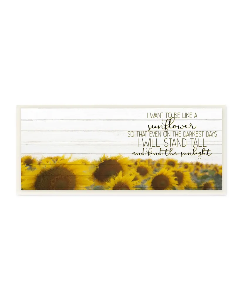 Stupell Industries Be Like a Sunflower Wood Texture Inspiring Word Design Wall Plaque Art, 7" x 17" - Multi