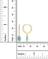 Cubic Zirconia & Blue Enamel Evil Eye Dangle Hoop Earrings in 14k Gold-Plated Sterling Silver