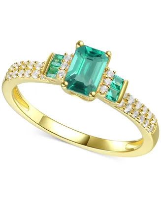 Sapphire (7/8 ct. t.w.) & Diamond (1/6 Ring 14k White Gold (Also Emerald Ruby)