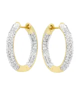 And Now This High Polished Hinged Crystal Pave Hoop Earring, Gold Plate and Silver Plate - Gold