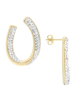 Crystal Curved Post Earring, Gold Plate and Silver Plate