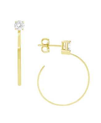 And Now This Cubic Zirconia C Hoop Post Earring in Silver Plate or Gold Plate - Gold