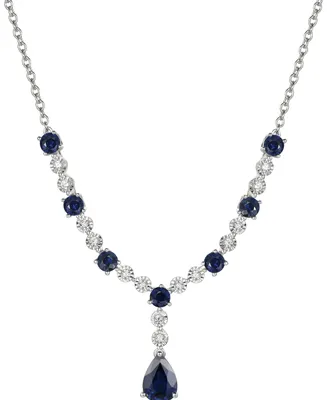 Sapphire (2 ct. t.w.) & Diamond (1/10 ct. t.w.) 17" Lariat Necklace in Sterling Silver