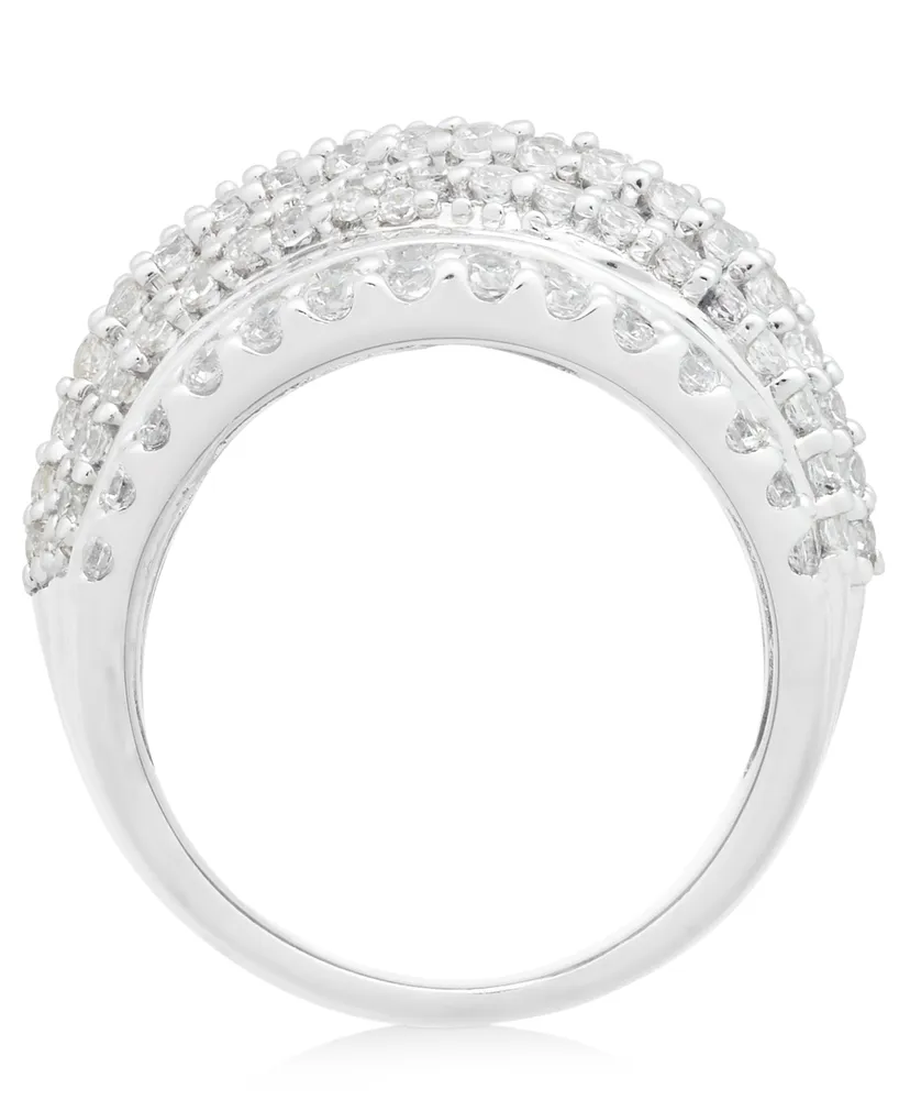 Diamond Round & Baguette Statement Ring (4 ct. t.w.) in 14k White Gold