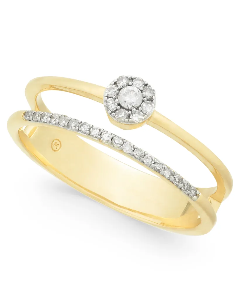 Wrapped Diamond Cluster Double Ring (1/6 ct. t.w.) 14k Gold, Created for Macy's