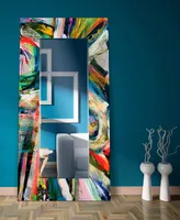 Rock Star I" Rectangular Beveled Mirror on Free Floating Printed Tempered Art Glass.