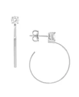 And Now This Cubic Zirconia C Hoop Post Earring in Silver Plate or Gold Plate - Silver