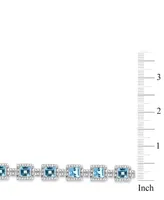 Blue and White Topaz Tennis Bracelet in Sterling Silver
