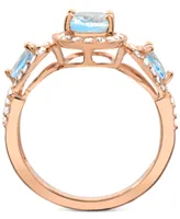 Aquamarine (1-1/2 ct. t.w.) Diamond (1/2 ct. t.w.) Ring in 14K Rose Gold