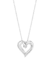 Diamond Double Heart 18" Pendant Necklace (1/4 ct. t.w.) in Sterling Silver