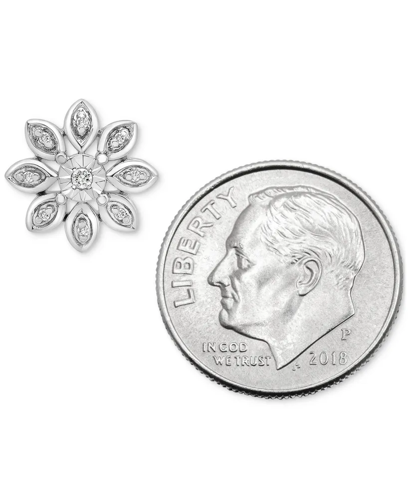 Diamond Flower Cluster Earrings (1/10 ct. t.w.) in Sterling Silver