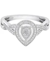 Diamond Teardrop Ring (1/5 ct. t.w.) Sterling Silver