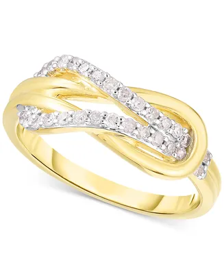Diamond Interlocking Loop Ring (1/4 ct. t.w.) 14k Gold-Plated Sterling Silver