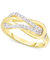 Diamond Interlocking Loop Ring (1/4 ct. t.w.) 14k Gold-Plated Sterling Silver