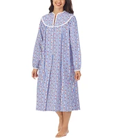 Lanz of Salzburg Cotton Lace-Trim Flannel Nightgown