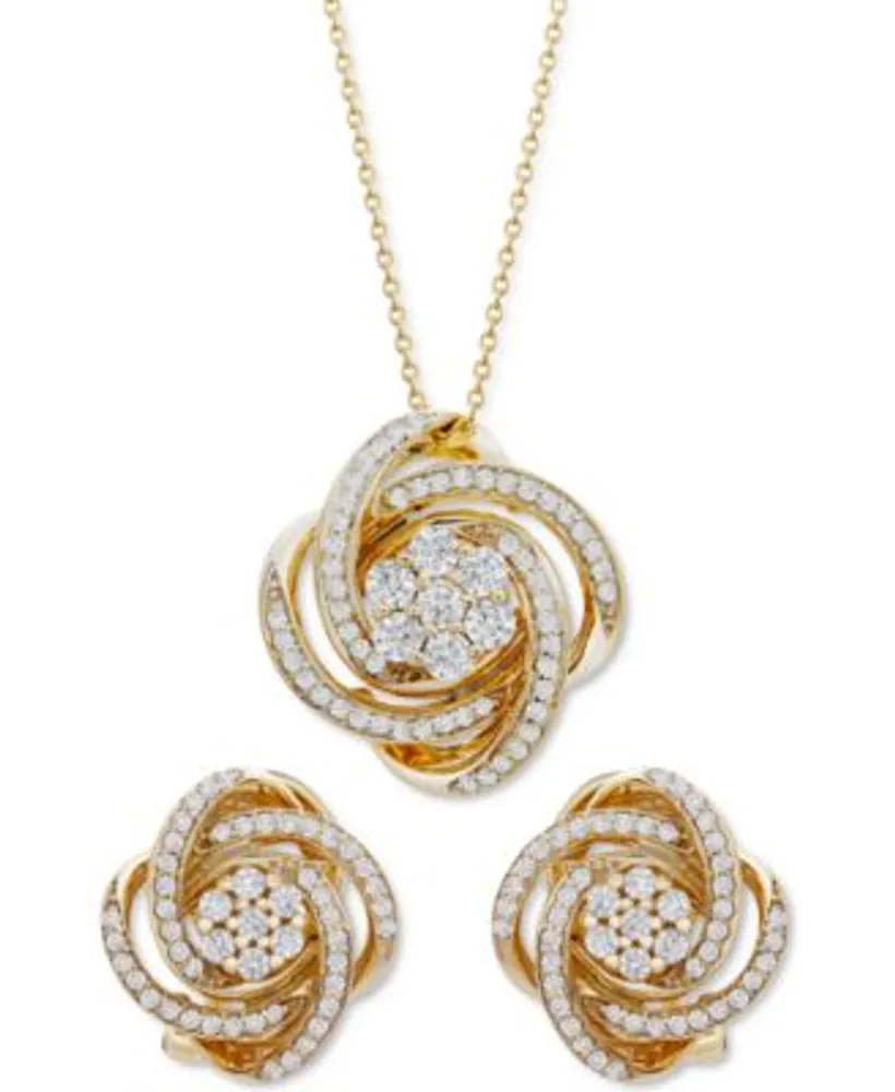 14K White Gold Entwined Double Heart Pendant w/ Diamonds & Necklace | eBay
