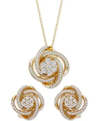 Wrapped In Love Diamond Love Knot Necklace Earrings Collection In 14k Gold Created For Macys