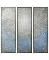 Empire Art Direct Silver Ice 3-Piece Textured Metallic Hand Painted Wall Art Set by Martin Edwards, 60" x 20" x 1.5"