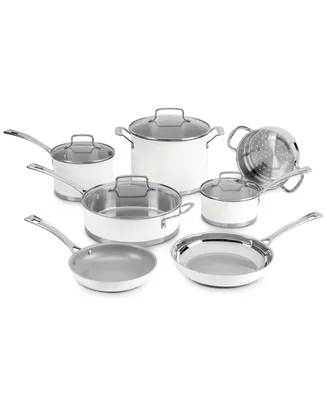 Cuisinart 11-Pc. Stainless Steel Matte White Cookware Set