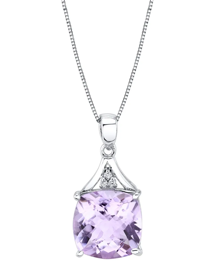 Pink Amethyst (6-1/10 ct. t.w.) & Diamond Accent 18" Pendant Necklace in Sterling Silver