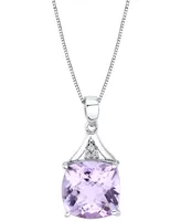 Pink Amethyst (6-1/10 ct. t.w.) & Diamond Accent 18" Pendant Necklace in Sterling Silver