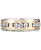 Men's Diamond Two-Tone Band (1/2 ct. t.w.) in 10k Gold & White Gold - Two