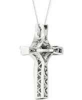 Twinkling Diamond Star Diamond Cross 18' Pendant Necklace (1/5 ct. t.w.) in 10k White Gold