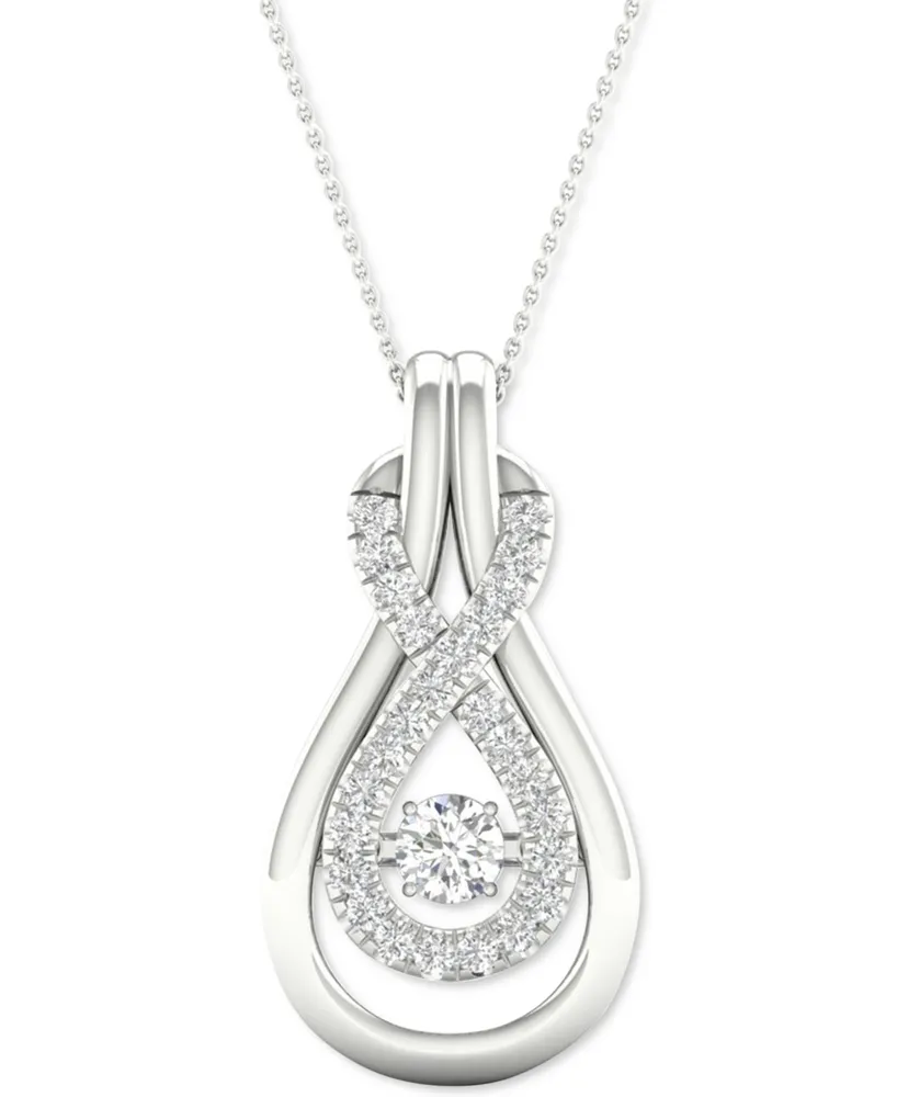 Twinkling Diamond Star Diamond Infinity Teardrop 18" Pendant Necklace (1/5 ct. t.w.) in 10k White Gold