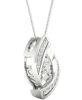 Twinkling Diamond Star Diamond Swirl 18" Pendant Necklace (1/4 ct. t.w.) in 10k White Gold