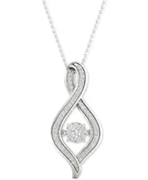 Twinkling Diamond Star Diamond Swirl Halo 18" Pendant Necklace (1/5 ct. t.w.) in 10k White Gold