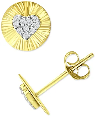 Giani Bernini Cubic Zirconia Heart Disc Stud Earrings, Created for Macy's