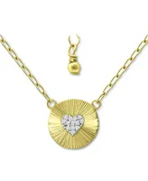 Giani Bernini Cubic Zirconia Heart Cluster Disc Pendant Necklace, 16" + 2" extender, Created for Macy's