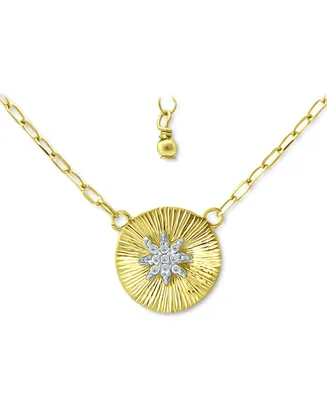 Giani Bernini Cubic Zirconia Star Disc Pendant Necklace, 16" + 2" extender, Created for Macy's