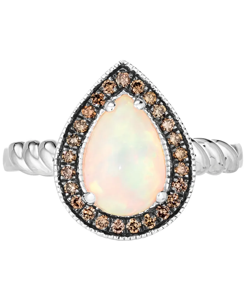 Le Vian Neopolitan Opal (7/8 ct. t.w.) & Chocolate Diamond (1/5 Halo Ring 14k White Gold