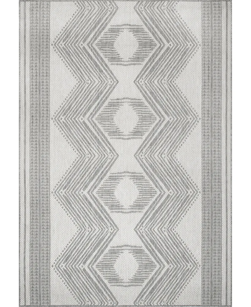 nuLoom Cabana GBCB01B 4' x 6' Outdoor Area Rug - Silver