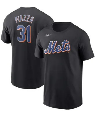 Men's Mike Piazza Black New York Mets Cooperstown Collection Name and Number T-shirt