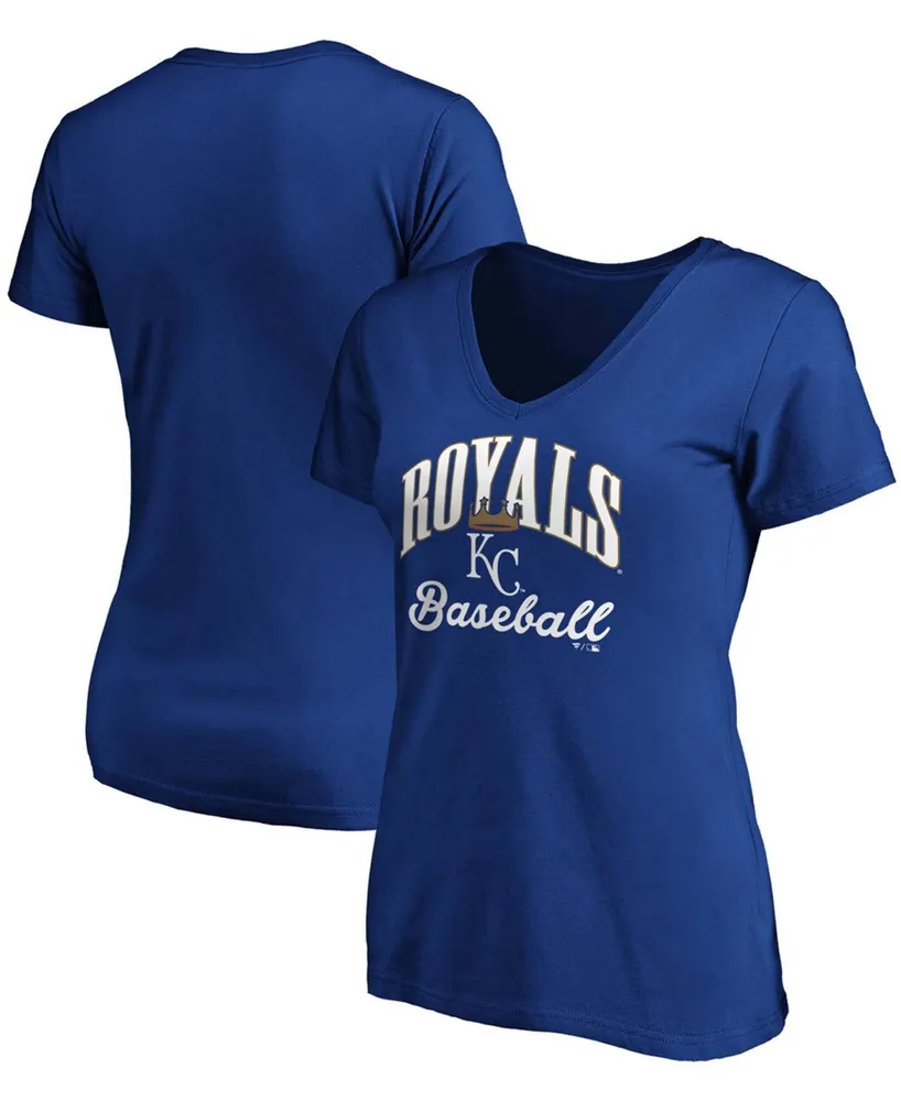 Women's Royal Kansas City Royals Victory Script V-Neck T-shirt