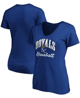 Women's Royal Kansas City Royals Victory Script V-Neck T-shirt