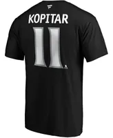 Men's Anze Kopitar Black Los Angeles Kings Team Authentic Stack Name and Number T-shirt