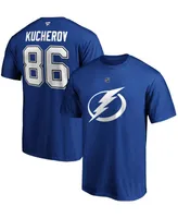 Men's Nikita Kucherov Blue Tampa Bay Lightning Team Authentic Stack Name and Number T-shirt