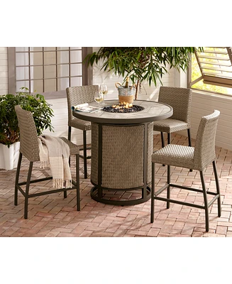 Closeout! Ellery Outdoor 5-Pc. Chat Set (1 Fire Pit & 4 Stools)