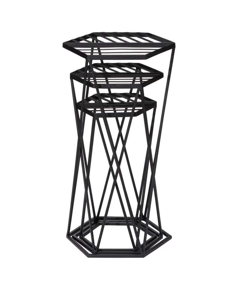 Glitzhome Modern Hexagon Plant Stand, Set of 3